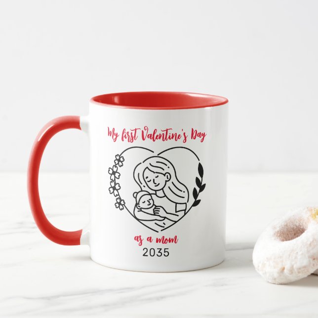 Mug Coutume Année Première Saint Valentin Comme une ma (Avec donut)