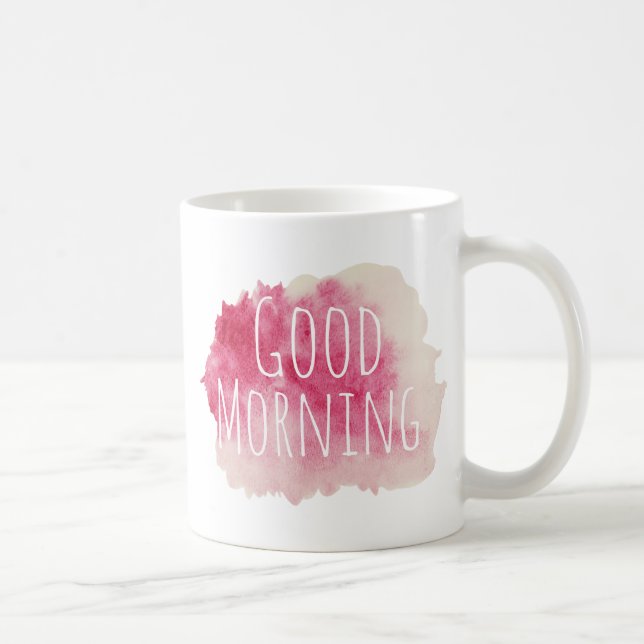 Mug Coutume bonjour d'éclaboussure d'aquarelle de rose (Droite)