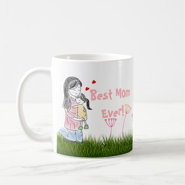 Mug Coutume d'étreinte de maman et de fille (Gauche)