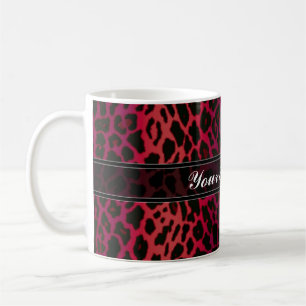 Mug Coutume rouge de poster de animal de léopard