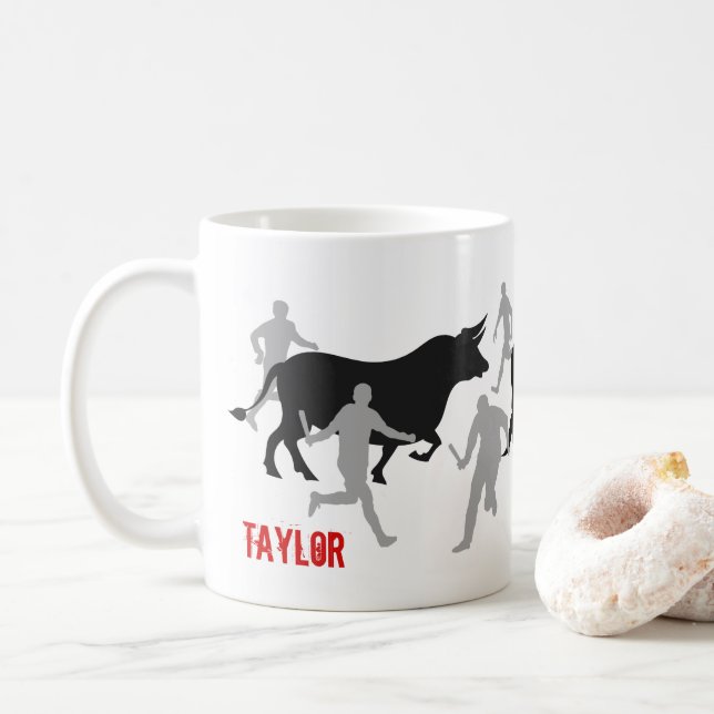 Mug Coutume, San Fermin Pamplona, course (Avec donut)