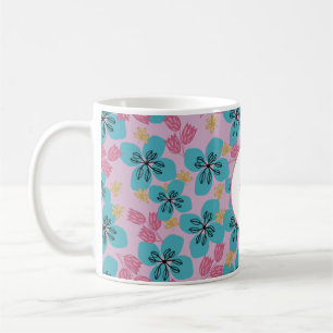 Mug coutumes mères floral élégant rose moderne