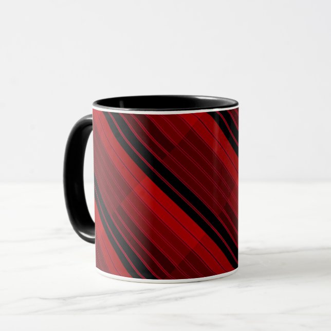 Mug Couvre-lit à patchwork géométrique rouge et noir  (Devant gauche)