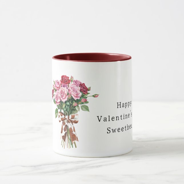 Mug Cow Print Bow Pink Red Roses Valentine's Day (Centre)