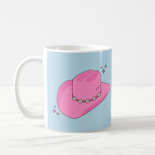 Mug Cowboy Casquette Preppy Rose Et Bleu (Gauche)