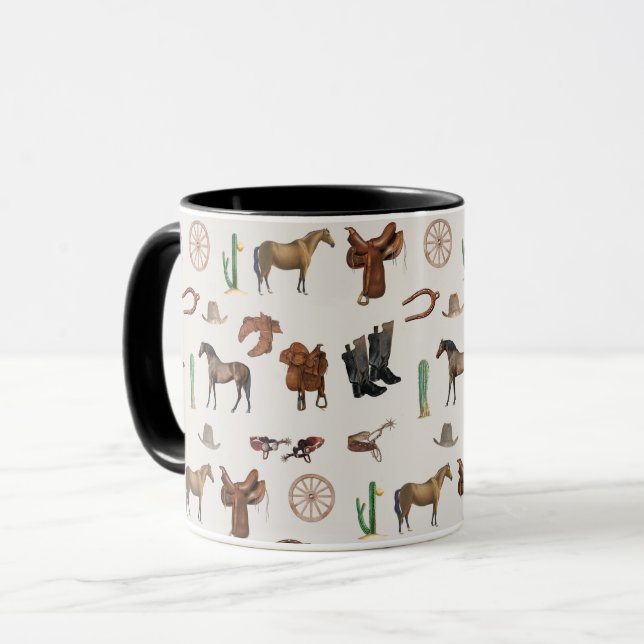 Mug Cowboy Cowgirl Western Rodeo Pays Motif (Devant gauche)
