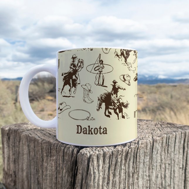 Mug Cowboy Western Rodeo Hors Nom personnalisé (Créateur téléchargé)