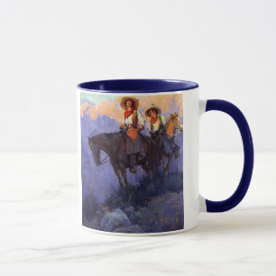 Mug Cowboys Vintages, homme et femme à cheval, Anderso