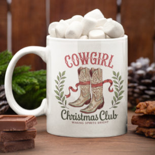 Mug Cowgirl Christmas Club Western Cowboy Boots