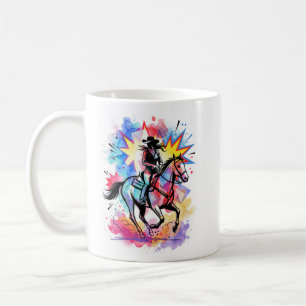 Mug Cowgirl Colorée Cheval Aquarelle Pop Art