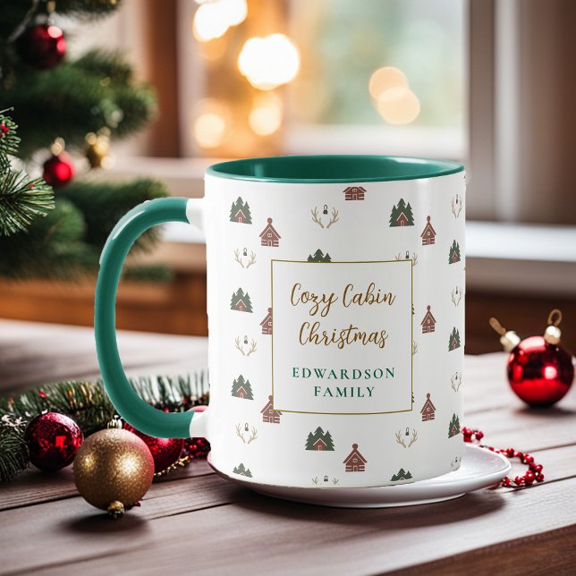 Mug Cozy Cabin Christmas family name Christmas (Cozy Cabin Christmas family name Christmas Mug.)