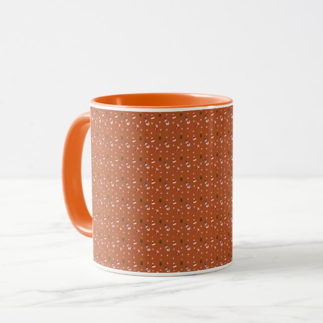 Mug Cozy Christmas Pattern | Snowman, Gifts & Trees  (Devant gauche)