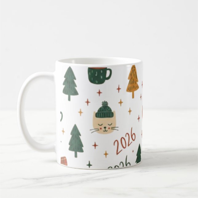 Mug Cozy Winter Vibes 2026 - Cute Puppy and Kitten Chr (Gauche)
