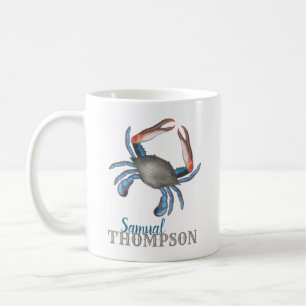 Mug Crabe bleu simple moderne Élégant nautique