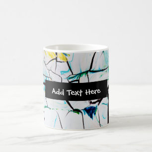 Mug Cracks Abstraits en bleu jaune vert