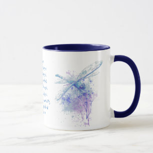 Mug Crainte pas, aquarelle de libellule d'écriture