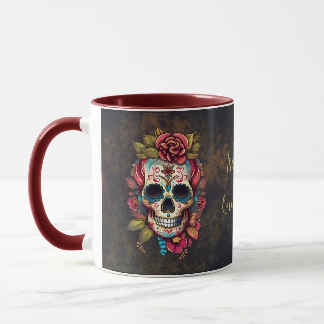 Mug Crâne à sucre floral Quinceanera Anniversaire (Gauche)