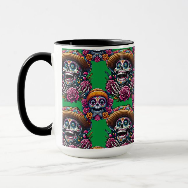 Mug Crâne à sucre - Jour des Morts (Vert) (Gauche)