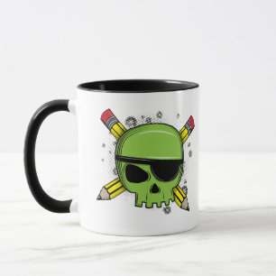 Mug Crâne croisé crayons essentiels pour l'école
