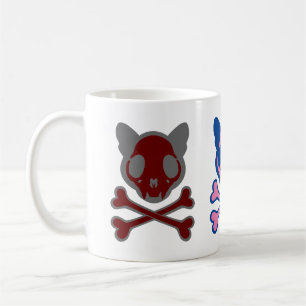 Mug Crâne de chat personnalisable et os croisés