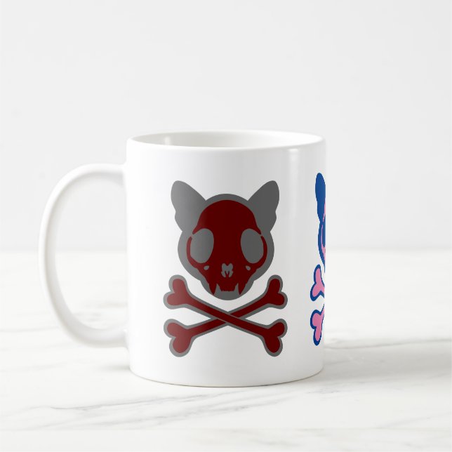Mug Crâne de chat personnalisable et os croisés (Gauche)