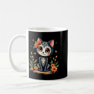 Mug Crâne de chat sucré coloré Halloween mexicain