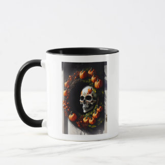 Mug Crâne éffrayant et couronne Citrouille