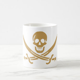 Mug Crâne et Cutlass Pirate Calico Jack en Or Aztèque
