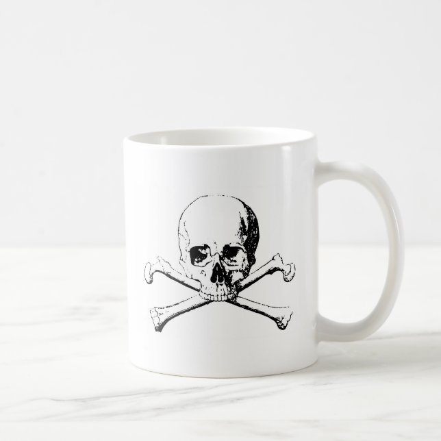 Mug Crâne noir et blanc et os (Droite)