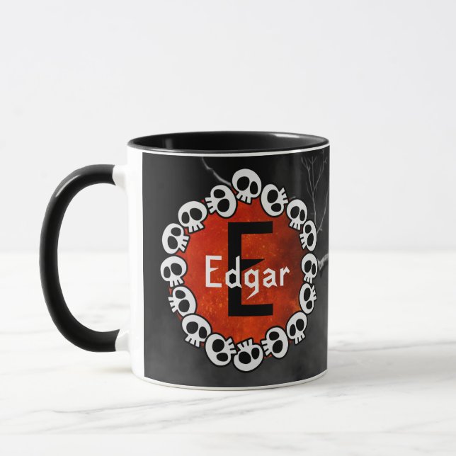 Mug Crâne personnalisé, Corbeau, Sombre et Rêve Lune o (Gauche)