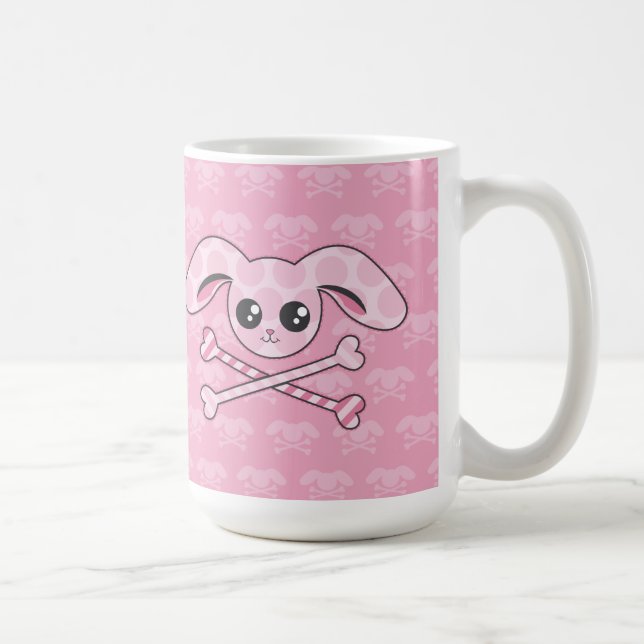 Mug Crâne rose de lapin de Kawaii (Droite)