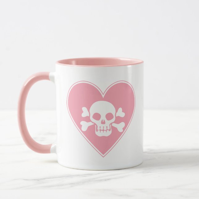 Mug Crâne rose mignon dans le coeur (Gauche)