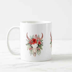 Mug Crâne taureau des fleurs de Noël