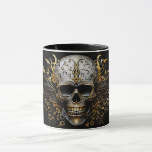 Mug Crâne Tribal Souriant d'or complexe