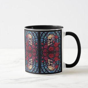 Mug Crânes en miroir et Roses V2 en pâte à café
