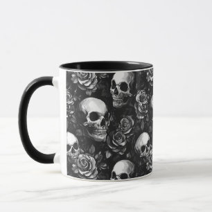 Mug Crânes Et Halloween Noir Rose
