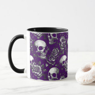 Mug Crânes Et Roses Violets
