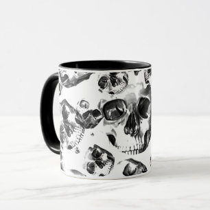 Mug Crânes Noir & Blanc Motif d'Art de Crâne de Squele
