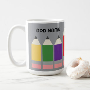 Mug Crayon Moderne avec Nom du Professeur