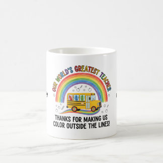 Mug Crayons de bus arc-en-ciel Professeur le plus géni