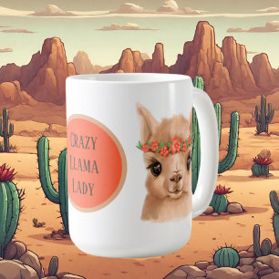 Mug Crazy llama lady ajouter un texte