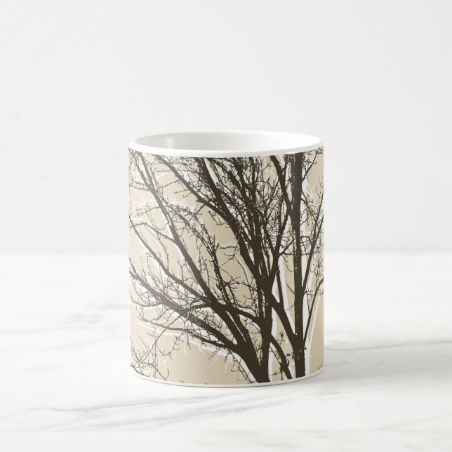 Mug Cream Beige Brown White Tree Branches (Centre)