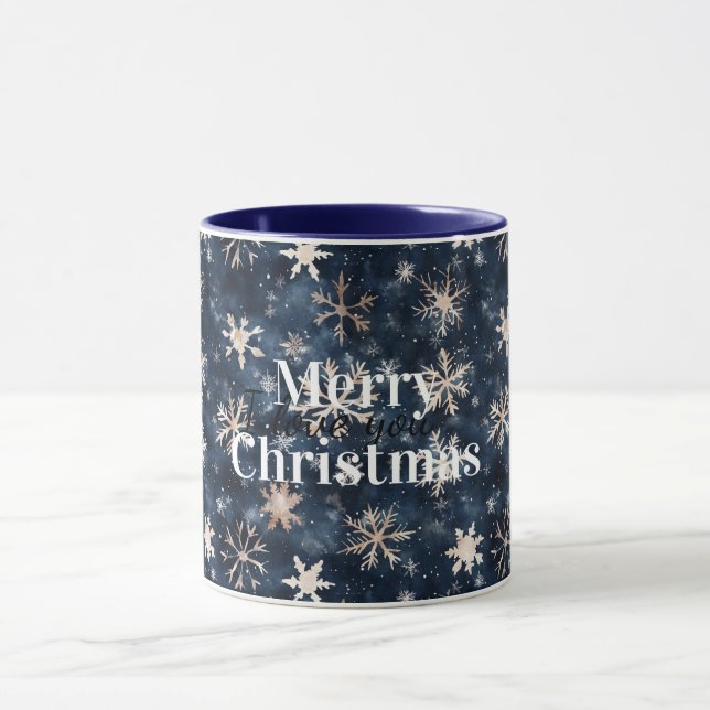 Mug Cream Blue Winter Snowflakes Christmas (Centre)