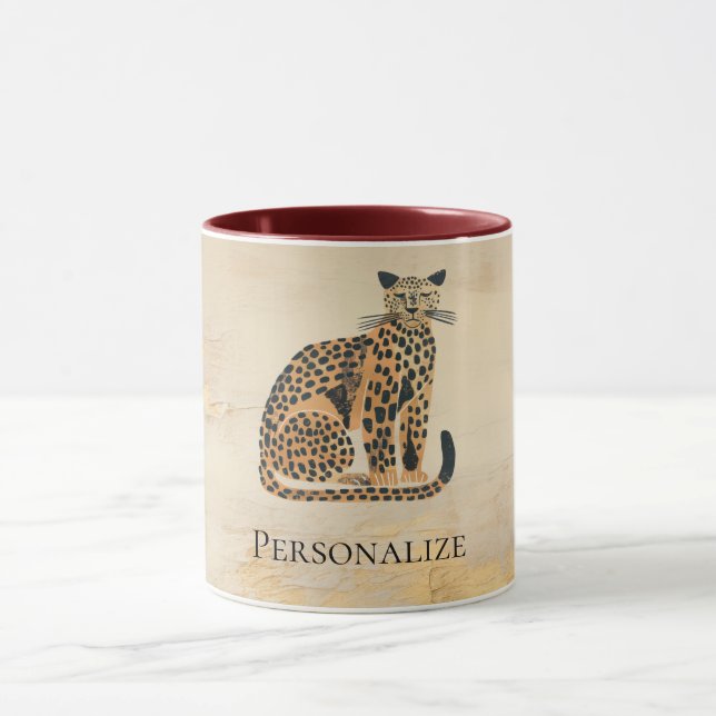Mug Cream Gold Leopard Animal (Centre)