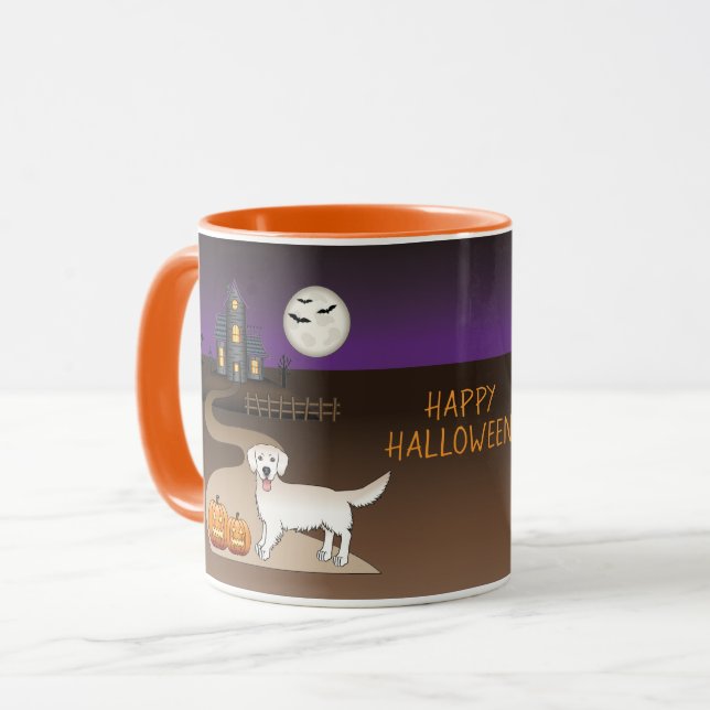 Mug Cream Golden Retriever Et Halloween Maison Hantée (Devant gauche)