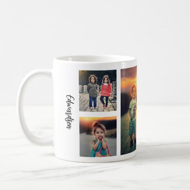 Mug Create your own family photo collage monogram name (Gauche)