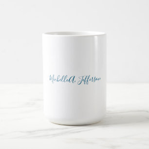 Mug Créatif tendance nom propre blanc bleu océan