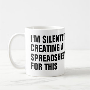 Mug Création silencieuse d'une feuille de calcul pour 