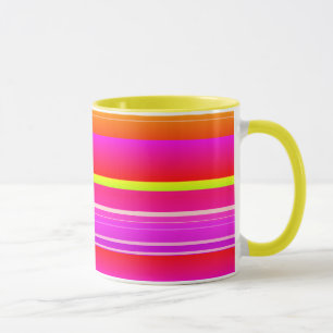 Mug Créative magenta jaune rose artsy rayé