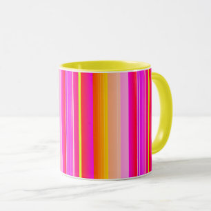 Mug Créative magenta jaune rose artsy rayé